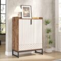 Tribesigns Modern Shoe Cabinet for Entryway, 25 Pairs Shoe Cabinet with Doors, Wood 5-Tier Shoe Organizer, Freestanding Brown Shoe Storage Cabinets with Black Metal Frame for… by Tribesigns
