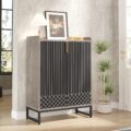 Tribesigns Shoe Cabinet with Doors, Grey 5 Tiers Shoe Storage Cabinet for Entryway, 25 Pairs Wooden Shoe Rack Cabinet, Modern Shoe Organizer Storage for Living Room, Bedroom,… by Tribesigns