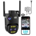 Triple-Lens Outdoor Security Camera with 10X Hybrid Zoom,Wired 2.4G/5G WiFi Camera for Home Security,24/7 Continuous Recording,Plug-in Power,Auto Motion Tracking,Work With… by Luovisee