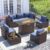 UDPATIO Outdoor Patio Furniture Set with Fire Pit Table, 8 Piece Outdoor Sectional Sofas, All-Weather Wicker Patio Conversation Set for Garden, Backyard Navy Blue by UDPATIO