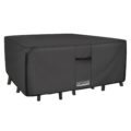 ULTCOVER 600D Tough Canvas Heavy Duty Rectangular Patio Table and Chair Cover – Waterproof Outdoor General Purpose Furniture Covers 126Lx74Wx28H inch, Black by ULTCOVER
