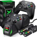 Upgraded Controller Charger Station with 2x5520mWh Rechargeable Battery Packs for Xbox One/Series X|S, Dual Charging Dock for Xbox One Battery Pack (Controller not Included) by NinABXY