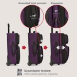 U.S. Traveler Rio Fabric Expandable Carry-on Luggage, Rolling Suitcase, Purple, 2 Wheel Set by U.S. Traveler