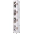 VECELO 4-Tier Tall Narrow Storage Cabinet with Movable Wheels, Adjustable Shelves, Anti-Tip, Slim, for Small Space, Bathroom, Kitchen, Laundry, White by VECELO