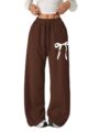 Verdusa Girl’s Bowknot Baggy Sweatpants Lightweight Straight Leg Athletic Pants with Pockets by Verdusa