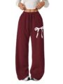 Verdusa Girl’s Bowknot Baggy Sweatpants Lightweight Straight Leg Athletic Pants with Pockets by Verdusa