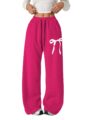 Verdusa Girl’s Bowknot Baggy Sweatpants Lightweight Straight Leg Athletic Pants with Pockets by Verdusa