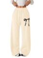 Verdusa Girl’s Bowknot Baggy Sweatpants Lightweight Straight Leg Athletic Pants with Pockets by Verdusa