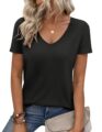 VICHYIE Summer Tops Women Short Sleeve Shirts Beach Vacation Outfits Plus Size Tshirts Casual Loose Clothes by VICHYIE