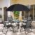 Vongrasig 6 Piece Folding Patio Dining Set,Small Metal Outdoor Garden Patio Table and Chair Set w/Umbrella for Lawn,Deck,Backyard,Black by Vongrasig