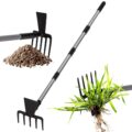 Walensee Hoe Garden Tool, 63 Inch Garden Hoe with Adjustable Long Handle for Weeding, 5-Tines Hoe Cultivator 2 in 1 Hand Weeder Tools for Yard Lawn Planting Gardening Digging by Walensee
