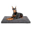 Washable Dog Bed Mat Reversible Dog Crate Pad Soft Fluffy Pet Kennel Beds Dog Sleeping Mattress for Large Jumbo Medium Small Dogs, 47 x 29 Inch, Grey by Exsnugy