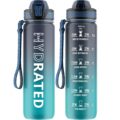 Water Bottle with Straw, 32oz Motivational Water Bottles with Time Marker to Drink, Tritan BPA Free, 1L Sports Water Bottle with Carry Strap LeakProof for Women Gym Fitness… by QLUR