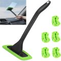 Windshield Cleaning Tool Windshield Cleaning Wand Auto Window Cleaner,5 Pieces Reusable Cloth Pads for Car Interior, Dirty Car Washing Brushes (Green) by POPDA