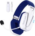 Wireless Gaming Headset for PS5, PS4, PC, Mac, Switch, Bluetooth Over-Ear Headphones with Detachable and Built-in Mics, Low Latency, Lightweight, Noise Isolation, 48H Battery by WolfLawS
