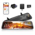 WOLFBOX G840S 12″ 4K Mirror Dash Cam Backup Camera, 5.8GHz WiFi Smart Rearview Mirror for Cars & Trucks, Front and Rear View Dual Cameras, Night Vision, Parking Assistance,… by WOLFBOX