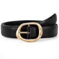 Women Leather Belt for Jeans Pants Ladies Casual Waist Belt Fashion Women Belt with Gold Buckle by JASGOOD