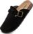 Women’s Suede Clogs Mens Leather Mules Comfort Cork Footbed Sandals with Arch Support and Adjustable Buckle by DDXYYDS