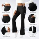 Womens Yoga Pants with Pockets High Waisted Flare Leggings Bell Bottom Yoga Dress Pants Seamless Bootcut Pants by COPYLEAF