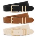 XZQTIVE 3 Pack Women Belts For Jeans Dresses Pants Ladies Leather Waist Belt with Gold Buckle by XZQTIVE