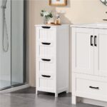 Yaheetech Bathroom Floor Cabinet, Wooden Side Storage Organizer, 4 Drawers Free-Standing Cabinet for Bathroom/Hallway/Living Room, White by Yaheetech