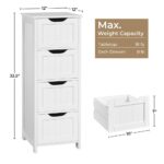 Yaheetech Bathroom Floor Cabinet, Wooden Side Storage Organizer, 4 Drawers Free-Standing Cabinet for Bathroom/Hallway/Living Room, White by Yaheetech