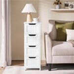 Yaheetech Bathroom Floor Cabinet, Wooden Side Storage Organizer, 4 Drawers Free-Standing Cabinet for Bathroom/Hallway/Living Room, White by Yaheetech
