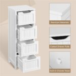 Yaheetech Bathroom Floor Cabinet, Wooden Side Storage Organizer, 4 Drawers Free-Standing Cabinet for Bathroom/Hallway/Living Room, White by Yaheetech