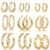 Yesteel 9 Pairs Gold Hoop Earrings for Women, 925 Sterling Silver Post 14K Real Gold Plated Chunky Hoop Earrings Set for Women Hypoallergenic Thick Lightweight Earring for… by Yesteel