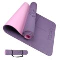 YOGATI® Yoga Mat with Strap with Alignment Lines. Home Workout Mat for Women, Men and Kids. Thick Non Slip Yoga Mat for Pilates and Fitness. Brown, Pink and Purple Yoga Mats by YOGATI